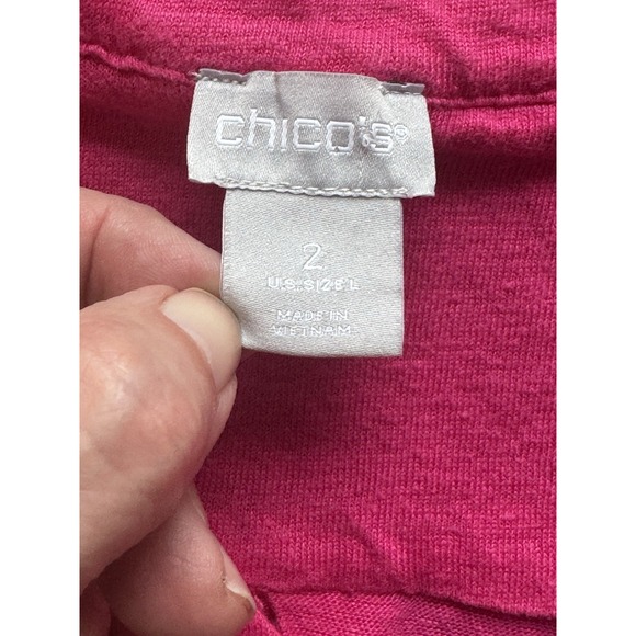 Chico's 100% Linen Tunic Pink V-Neck 3/4 Sleeve Women's Size 2 (L) - Picture 3 of 7